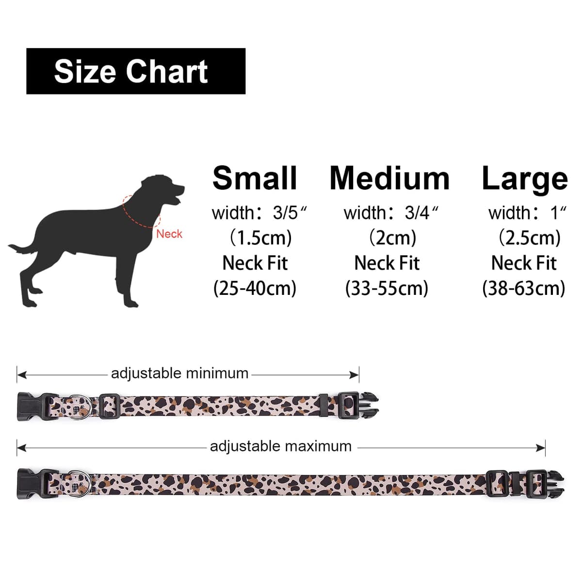 Suredoo Collar Perro, Ajustable y Resistente con Patrones de Moda, Collar Nylon Cómodos para Perros Pequeños Medianos Grandes, Cachorros (M, Leopardo) — view 4