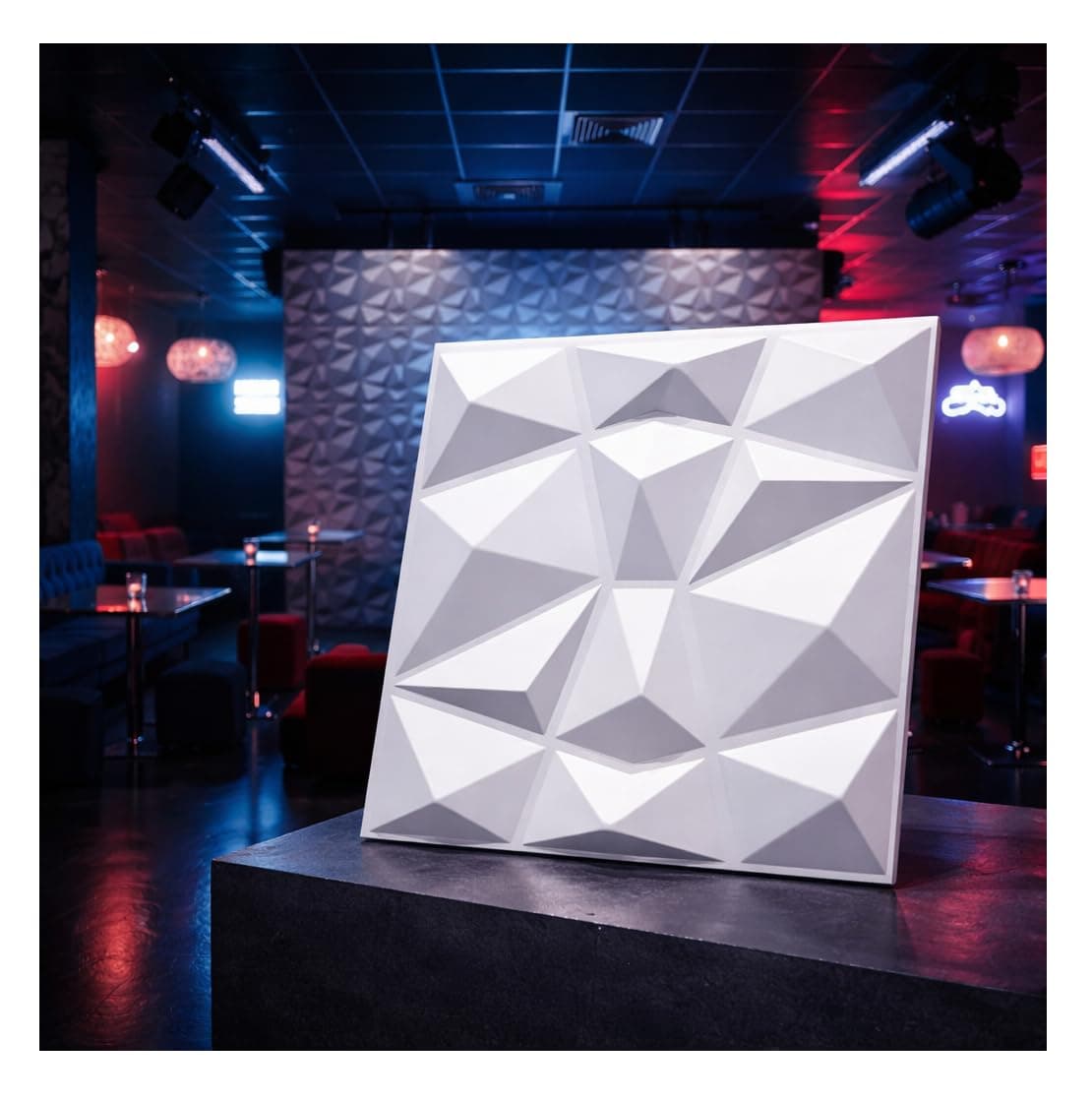 Paneles 3D plástico PVC 5m²-20PCS Paneles de pared Sala de juego Techo de pared Óptica 3D Diamante 3D PVC — view 2