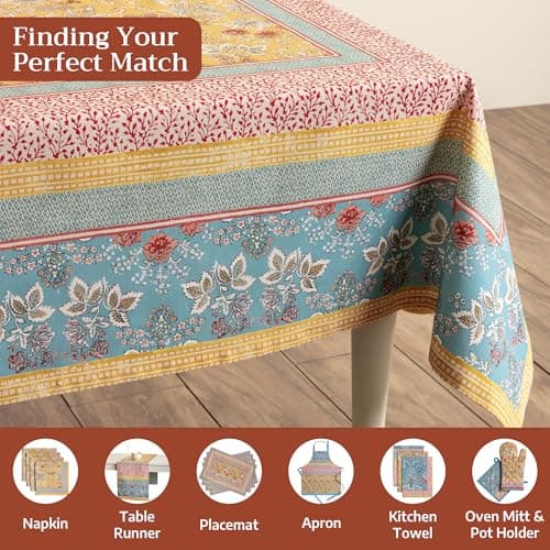 Maison d' Hermine Table Cloth Square Table 100% Cotton 54 x 54 Inches Tablecloth Reusable Decorative for Dining Kitchen Room Farmhouse Party Home Hotel Restaurant Spring Summer - Marquise — view 3