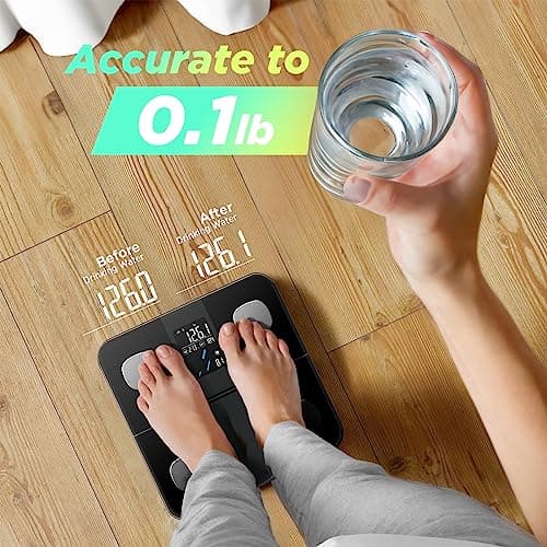 RunStar Smart Scale for Body Weight and Fat Percentage, High Accuracy Digital Bathroom Scale with Large Display for BMI Heart Rate 22 Body Composition Analyzer Sync with Fitness App 400lb — view 2