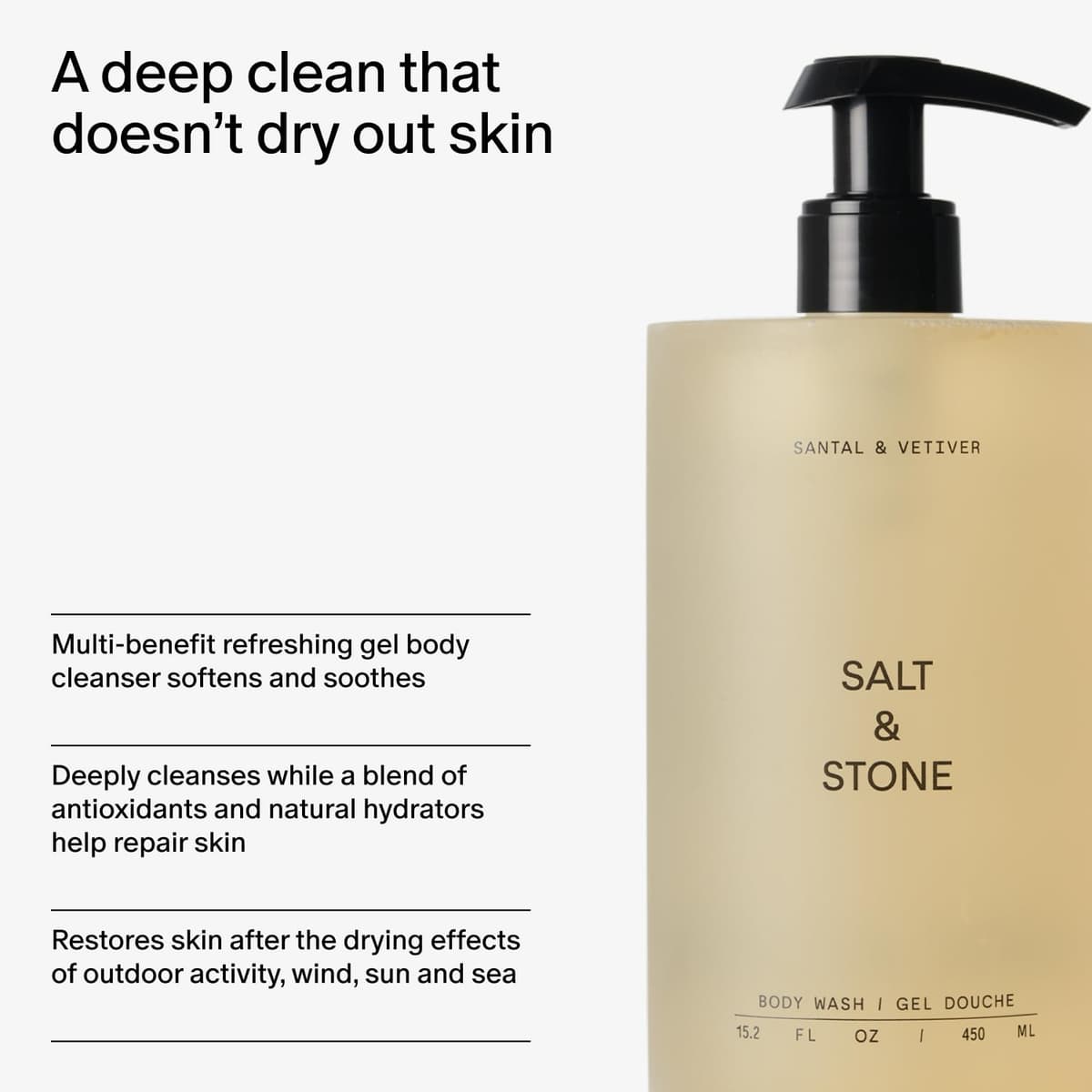 Salt & Stone Body Wash with Antioxidants for Deep Moisture | For Women & Men, Sulfate, Paraben, & Dye Free, Leaving Skin Soft and Hydrated — view 5