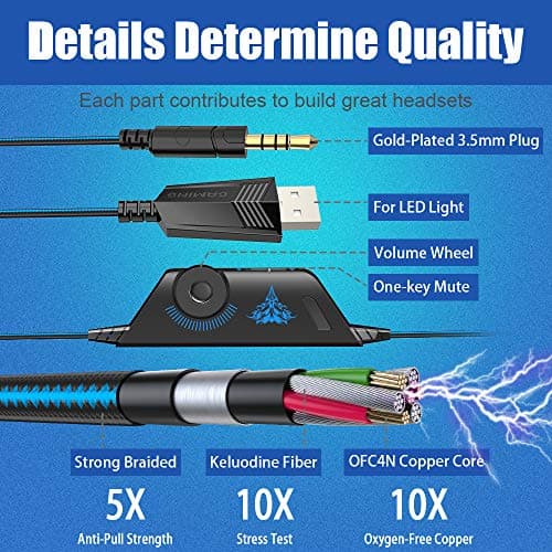 BENGOO G9000 Stereo Gaming Headset for PS4 PC Xbox One PS5 Controller, Noise Cancelling Over Ear Headphones with Mic, LED Light, 7.1 Surround Sound, Soft Memory Earmuffs for Nintendo Xbox Series X|S — view 4