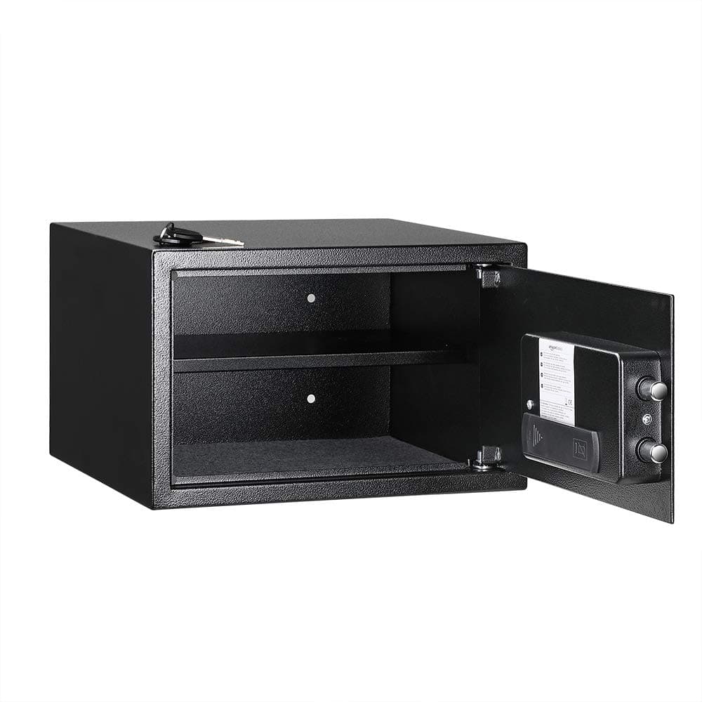 Amazon Basics Caja Fuerte de Seguridad de Acero con Cerradura con Teclado, Protege Dinero, Joyas, Documentos de identificación, 14 l, 35 cm x 25 cm x 25 cm, Color Negro — view 9