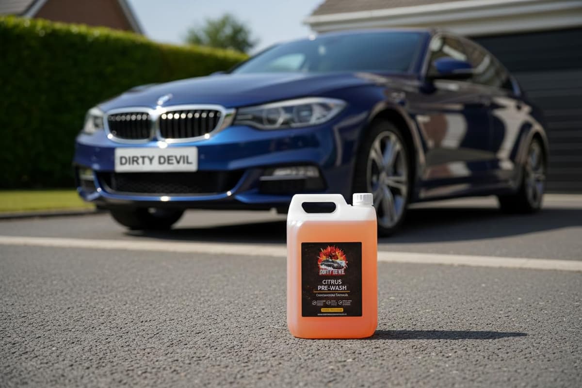 DIRTY DEVIL Concentrated Citrus Pre Wash – Powerful Pre Wash - Cuts Through Dirt, Bugs & Road Grime –Safe on All Surfaces - Powerful Degreaser for Paint, Plastic & Wheels (5L) — view 2