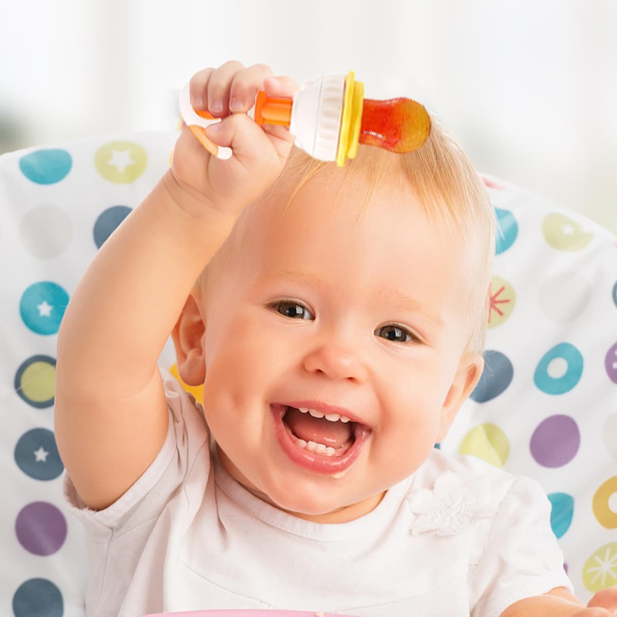 Alimentador Fruta Bebé - Mordedor Silicona Calmar Encías | Malla Chupete Led Weaning 4 Meses+ | Sin BPA, Limpieza Fácil, Herramienta Autoalimentación, Congelados Infantil — view 3