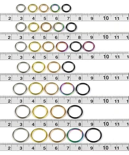 D.Bella Hinged Nose Rings Hoop 316L Surgical Steel Hypoallergenic Septum Ring Lip Ring Helix Cartilage Rook Earrings Body Piercing Jewelry 16G, Diameter 8mm Black — view 6