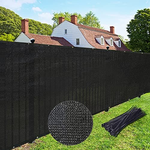 UPGRADE Privacy Screen Fence 5' x 50' Commercial 170GSM 90% Visibility Blockage Fence Panel with Brass Grommets Heavy Duty Perfect for Outdoor Backyard-Black — view 7