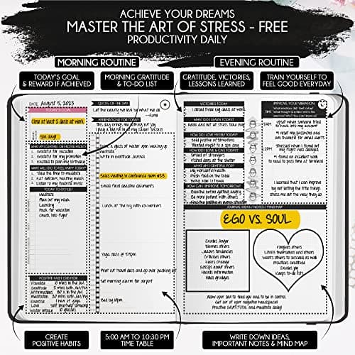 Adhd Daily Planner - A Self Care Personal Gratitude Journal to Increase Productivity and Success in Life & Work, Weekly & Monthly Undated Planner for Women and Men, Vision Board & Organizer + Stickers — view 3
