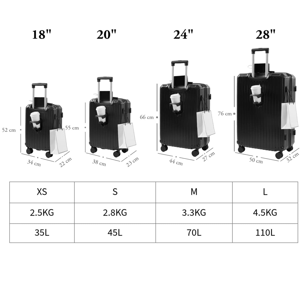 Maleta de Viaje Grande 76x50x32 cm Rígida ABS + PC con Cerradura TSA – Ideal para Facturación 23 kg, Ruedas Giratorias 360º Silenciosas — view 17