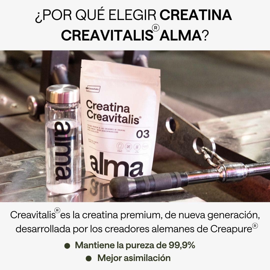 Creatina Monohidratada Creavitalis® ALMA® 600 g | Creatina Creapure Monohidrato en Polvo 99,9% Pureza Premium | Vegana, Sin Gluten ni Lactosa | 200 Dosis Disolución Instantánea | Fabricada en Alemania — view 2