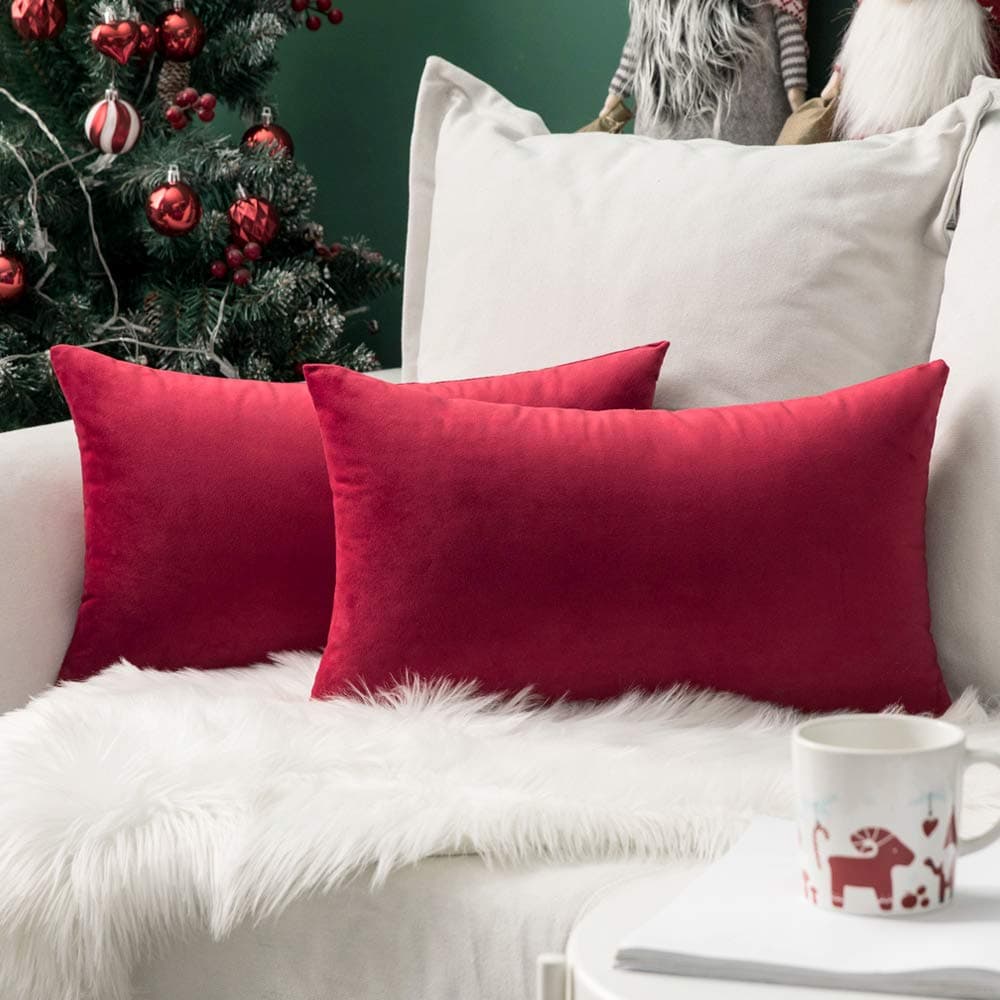 MIULEE Pack of 2 Fall Velvet Soft Solid Decorative Throw Pillow Covers Square Cushion Cases for Sofa Couch Bedroom Living Room Car Home Decor 18 x 18 Inch 45 x 45 cm Orange — view 78