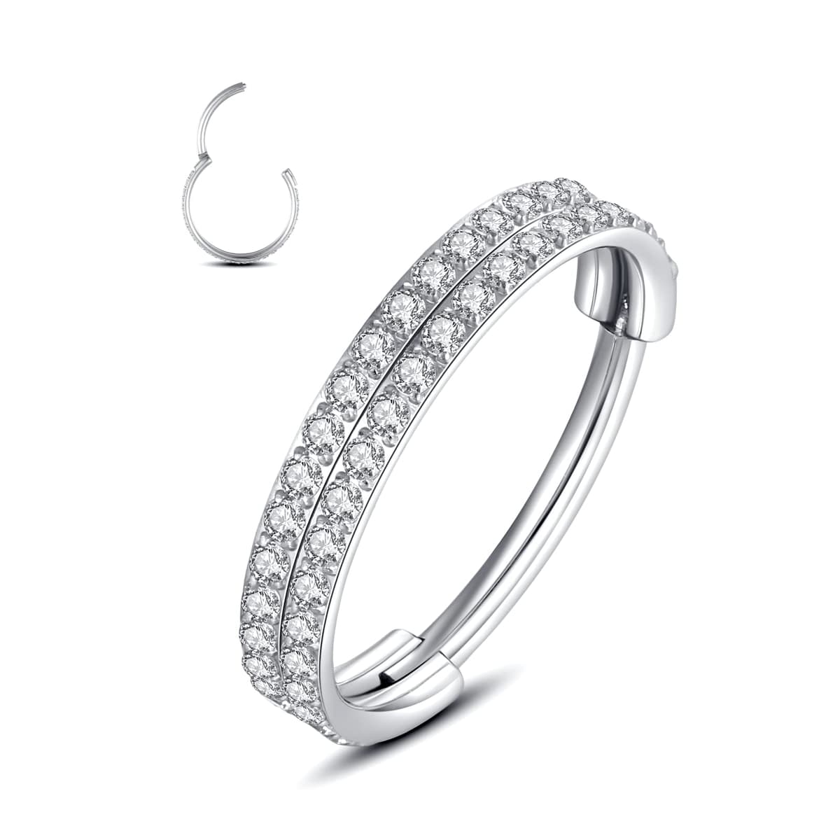 Yrogcu 20G 18G 16G 14G Single/Double Hoop Stainless-Steel Seamless-Hinged-Piercing Segment-Clicker Nose-Ring-Hoop : Diameter 6mm 8mm 10mm 12mm Cartilage Earrings — view 54