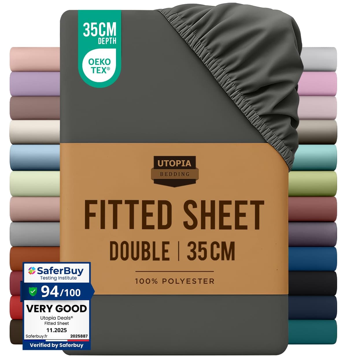 Utopia Bedding Fitted Sheet King, Grey - Deep Pocket 14 inch (35 cm) - Easy Care - OEKO-TEX Certified - Soft Brushed Microfibre Fabric - Shrinkage and Fade Resistant - Bottom Sheet — view 85
