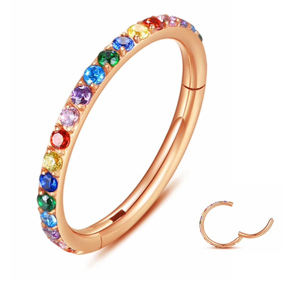 Yrogcu 20G 18G 16G 14G Single/Double Hoop Stainless-Steel Seamless-Hinged-Piercing Segment-Clicker Nose-Ring-Hoop : Diameter 6mm 8mm 10mm 12mm Cartilage Earrings — view 26