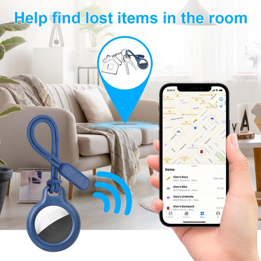 Ainiv Llavero para AirTag, 1 Pieza Funda Protectora, Portátil Llavero Impermeable para AirTag 2021, Localizador para Keychain, Mascotas y Mochilas — view 5