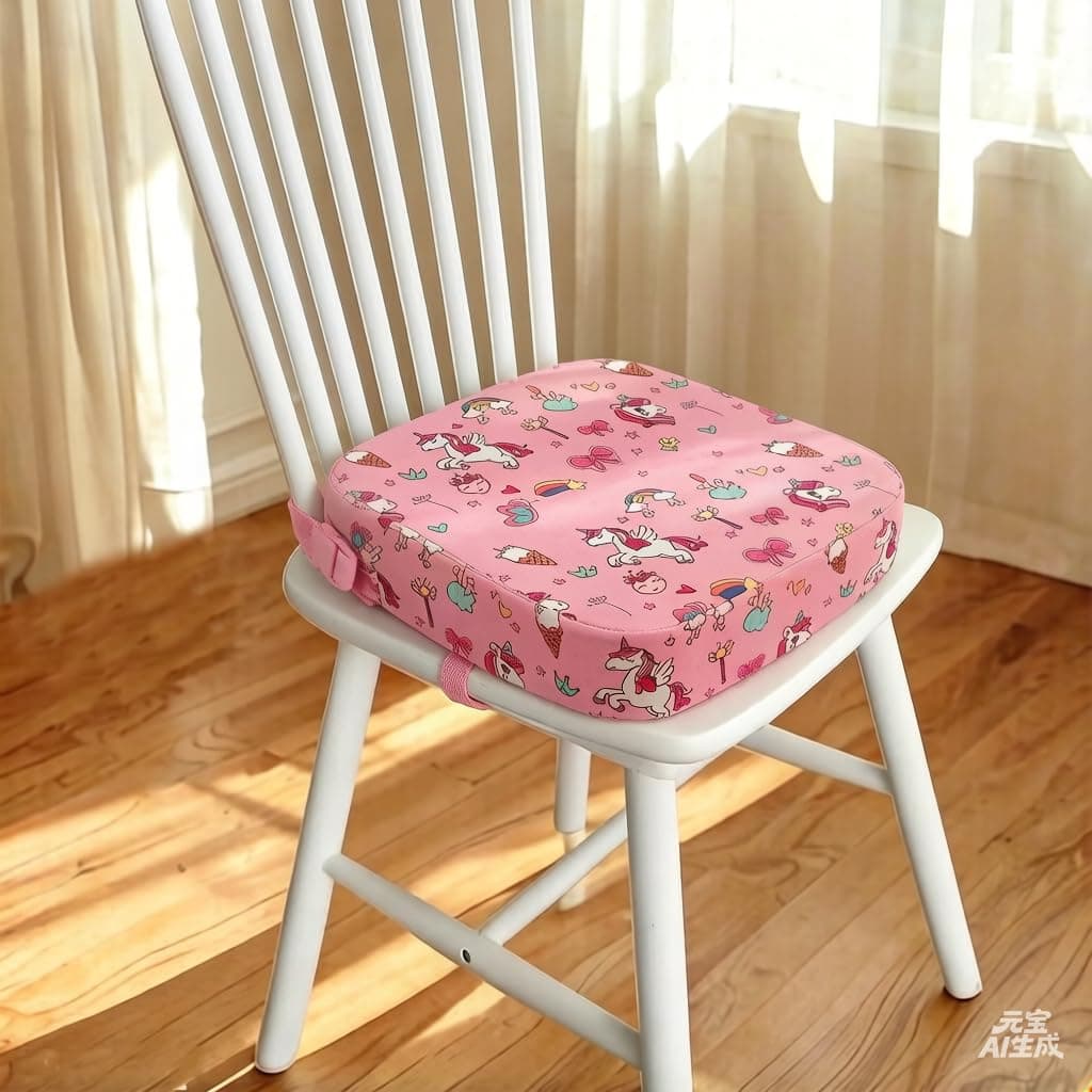 Baby Booster Seat for Dining Chair Table Toddler Booster Seat for Kitchen Chair with Non-Slip Bottom, Portable Detachable Washable Cushion with 2 Adjustable Straps Dinosaur White — view 6