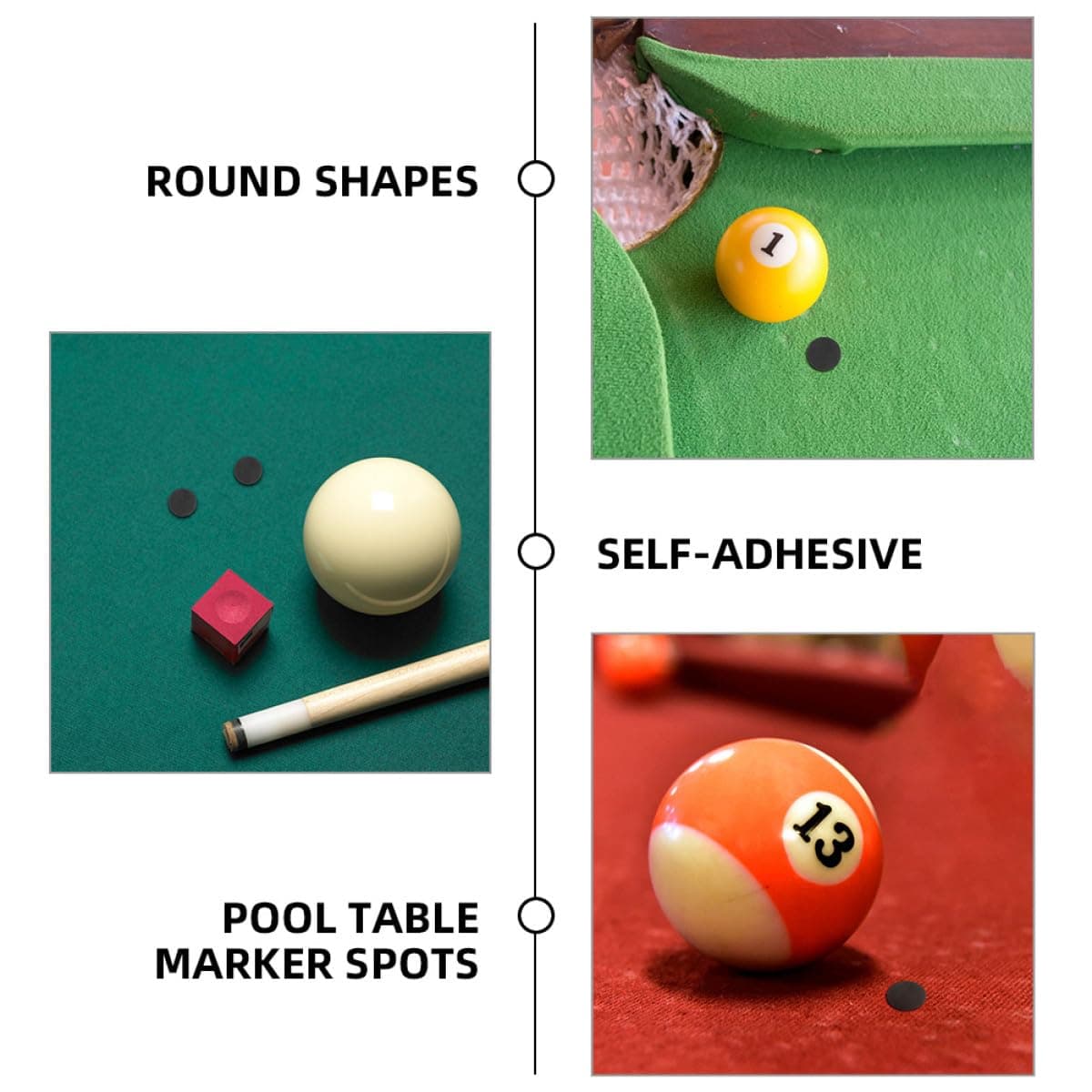 Pegatinas Localizadoras de Puntos Negros para Mesa de Billar, 3 Hojas para Marcado Preciso en Juegos de Billar y Snooker Americano — view 3