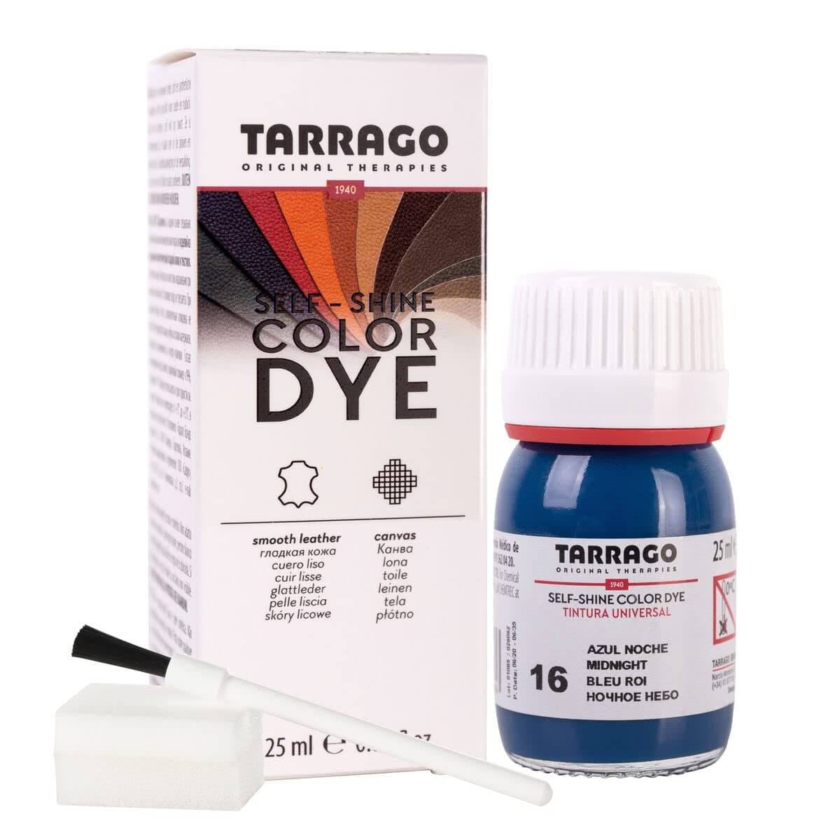 Tinte para Zapatos y Bolsos de Cuero y Textil con Esponja y Brocha | Cubre Rozaduras y Desgastes del Calzado | Gama de 90 colores — view 5