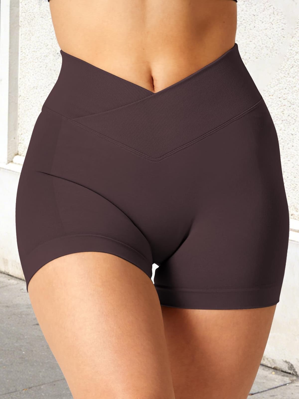 Pantalones cortos de entrenamiento para mujer, 3.5 pulgadas, sin costuras, cintura cruzada, para gimnasio, amplificar el impacto — view 15