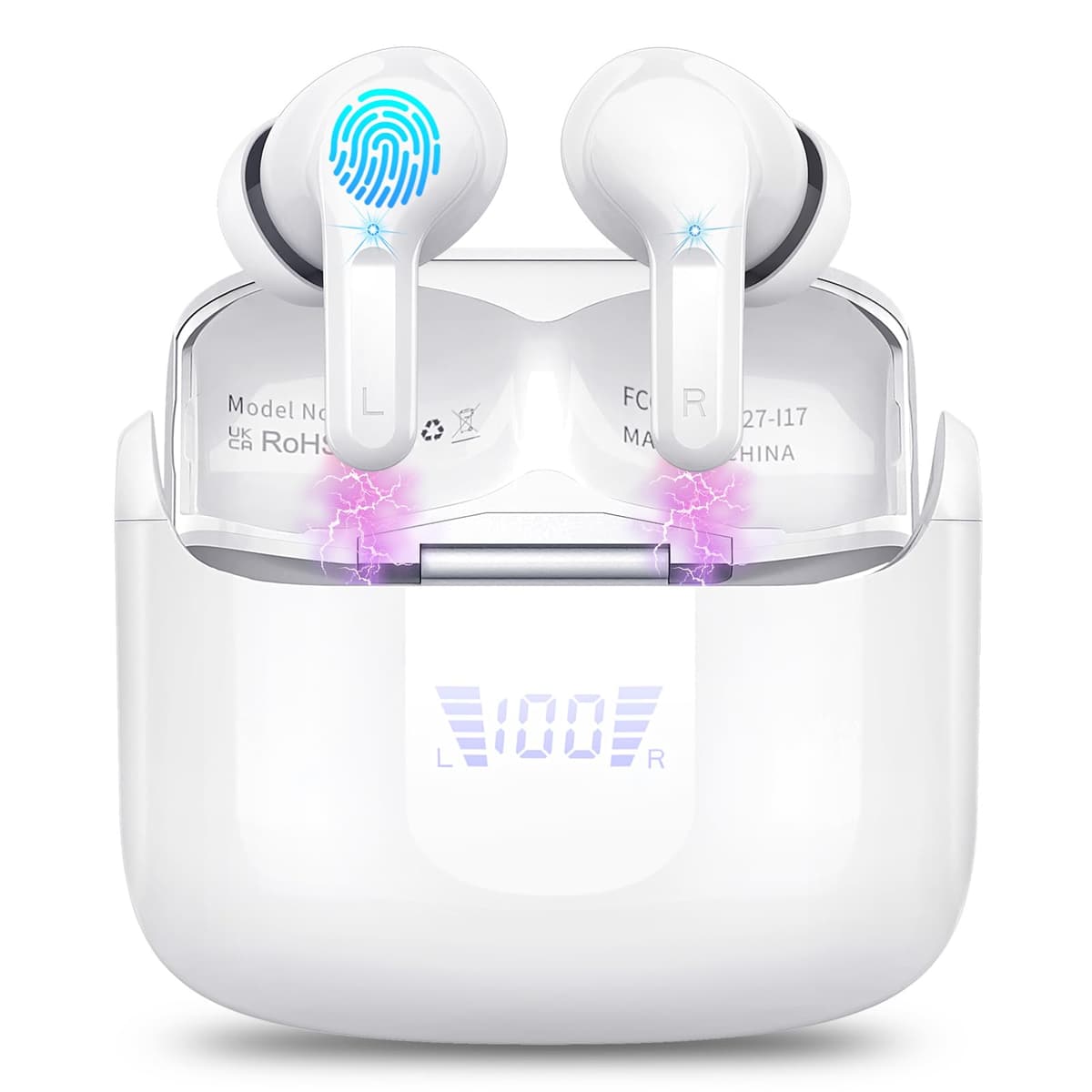 Wireless Earbuds, 6D-Stereo 2026 Bluetooth 5.4 Headphones, 50+Hrs Deep Bass Ear Buds, ENC Noise Cancelling Earphones, USB-C Fast Charging, IP-X7 Waterproof Headset Android iOS for Sport Gym Running — view 10