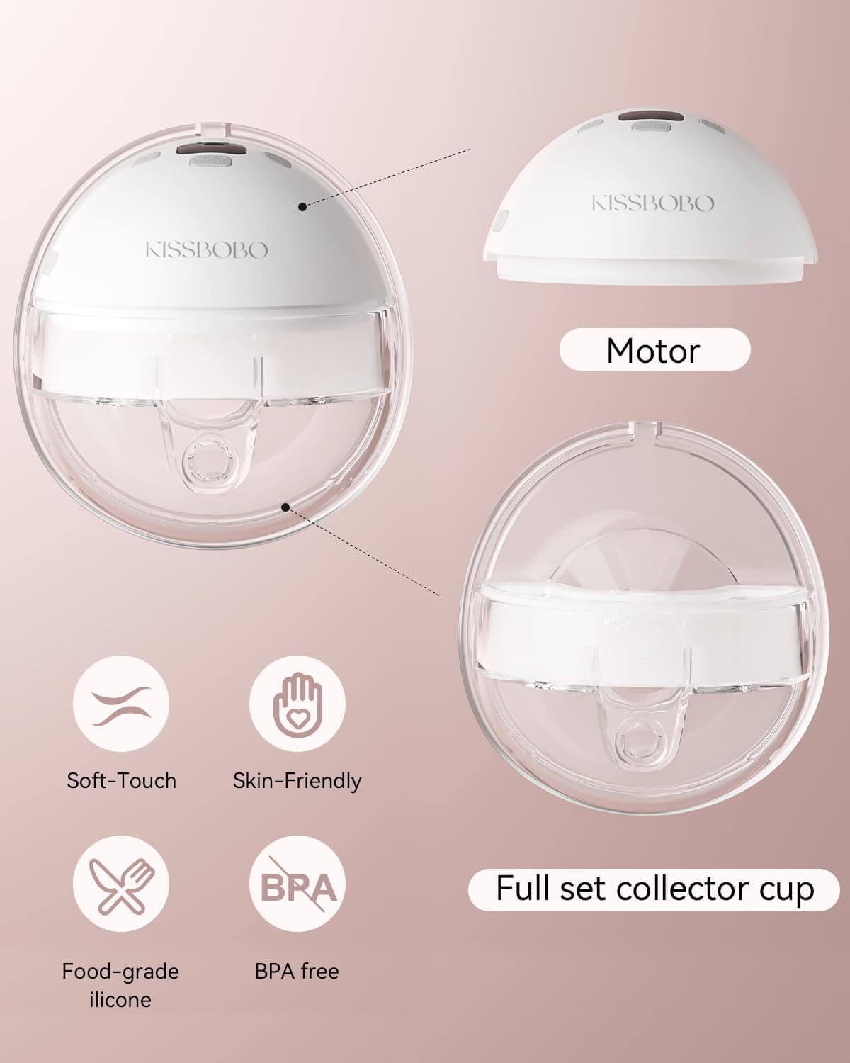 KISSBOBO Vaso colector de leche K6 – Repuestos para extractor de leche compatible con KISSBOBO K5, fácil de limpiar, cómodo de llevar, diseño a prueba de fugas — view 2