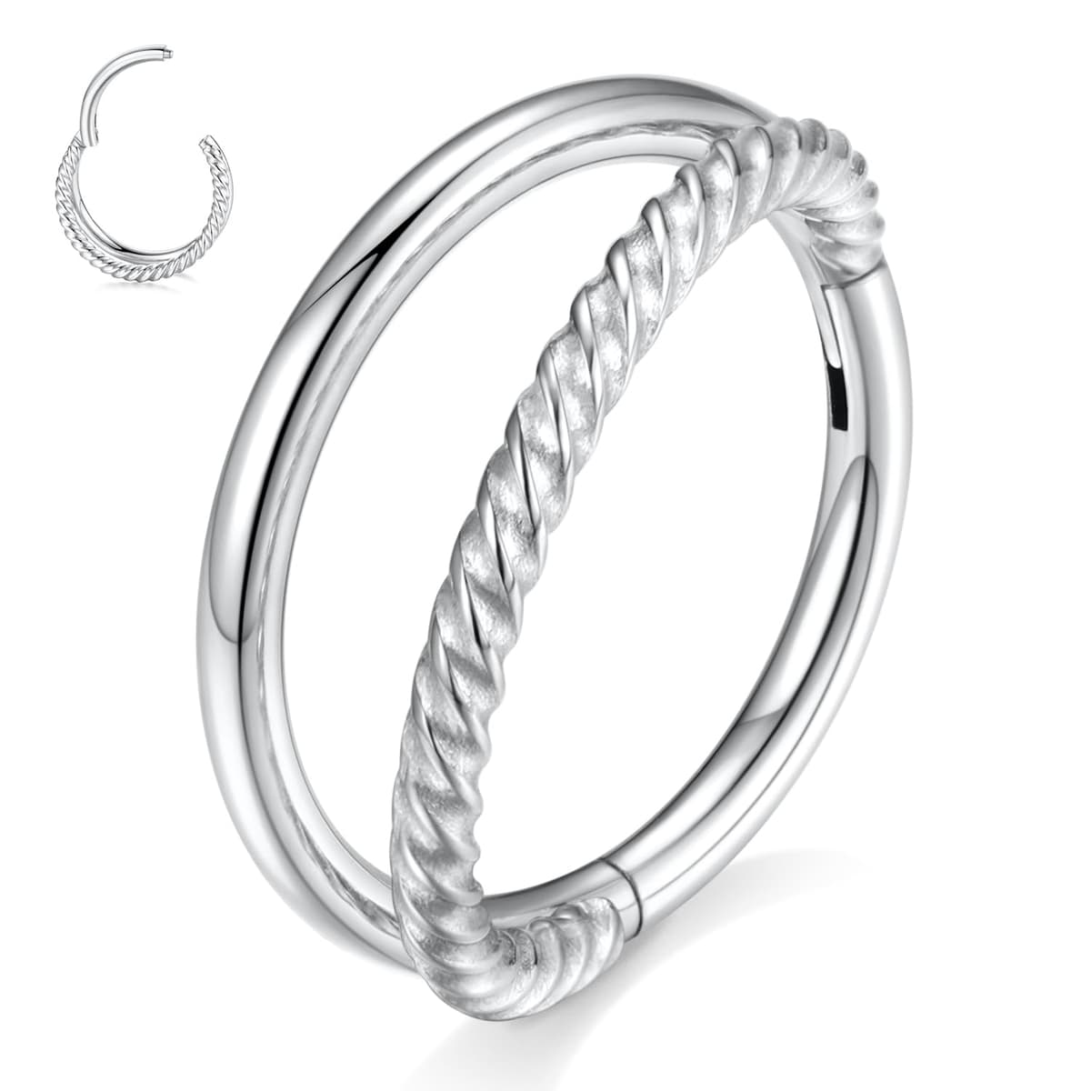 hengkaixuan Triple Double Nose Hoop Ring Sleeper Hoop Earring Helix Rook Conch Cartilage Daith Tragus Earrings Septum Ring Lobe Nose Piercing Jewellery for Women — view 16