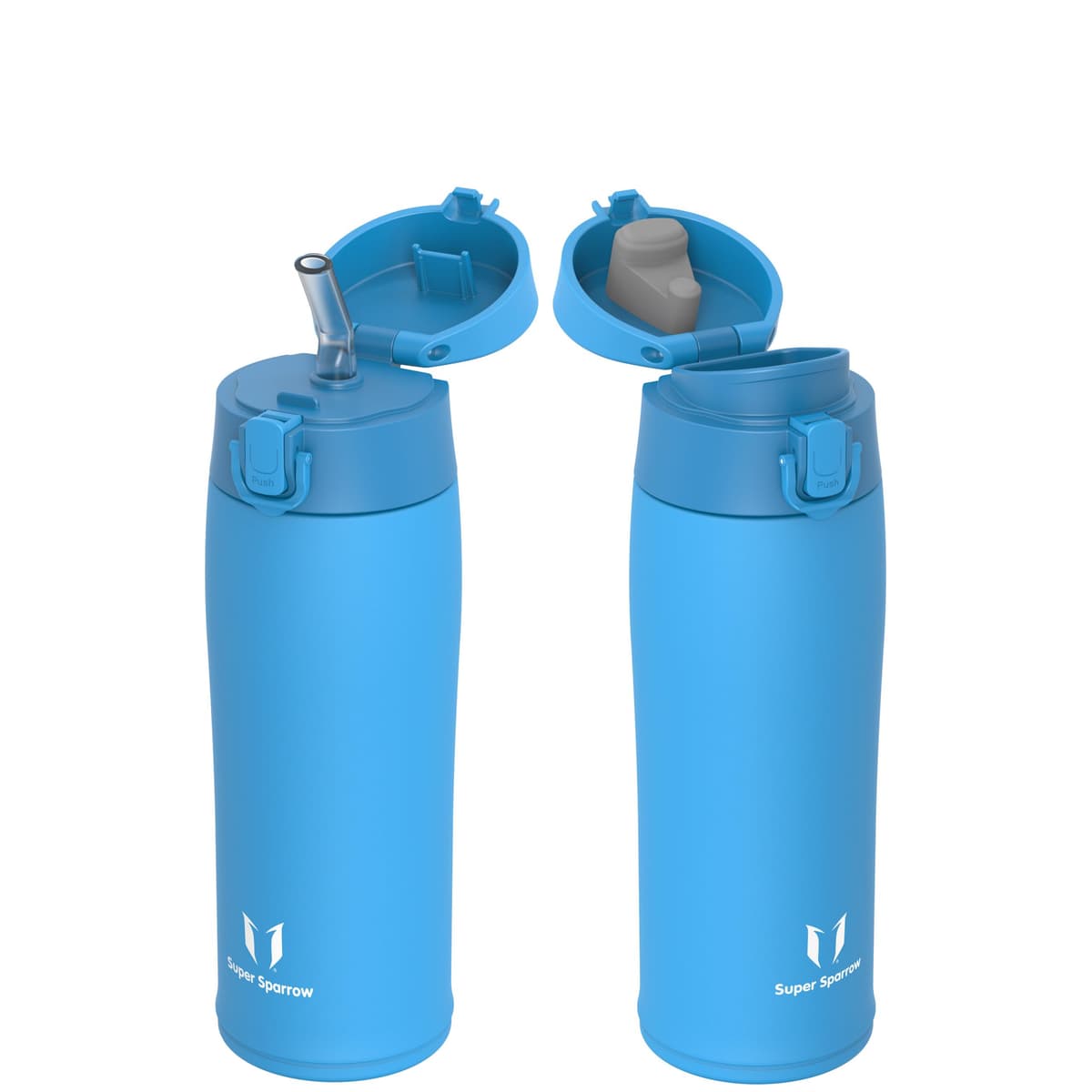 Super Sparrow Insulated Water Bottle - Travel Mug - 500ml, 750ml，950ml - Stainless Steel Water Bottles - BPA Free - Leakproof Metal Bottles - Includes 2 Lids, Straw Lid & Spout Lid — view 36