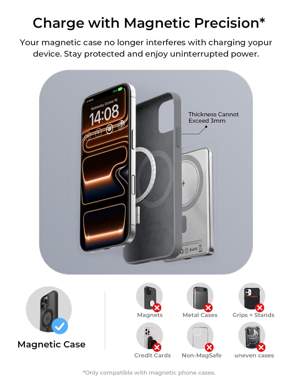 LISEN Magsafe Power Bank Slim Magnetic Mag Safecharger Power Bank for iPhone 0.3" Magsafe Battery Pack Accessories 5000mAh Wireless Portable Charger Christmas for Gifts for iPhone 17-14 Pro Max Air — view 9