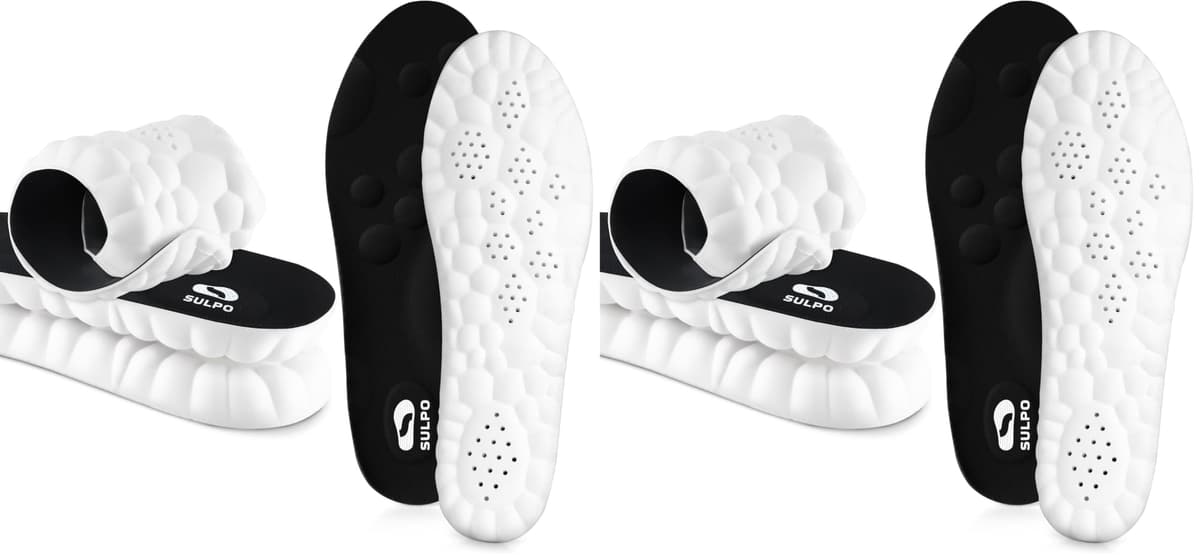 SULPO SPORT Plantillas memory foam para deporte, trabajo y uso diario - Plantillas fascitis plantar - Plantillas ortopédicas transpirables, amortiguadoras y ligeras - 40-41 / M - Negro — view 8