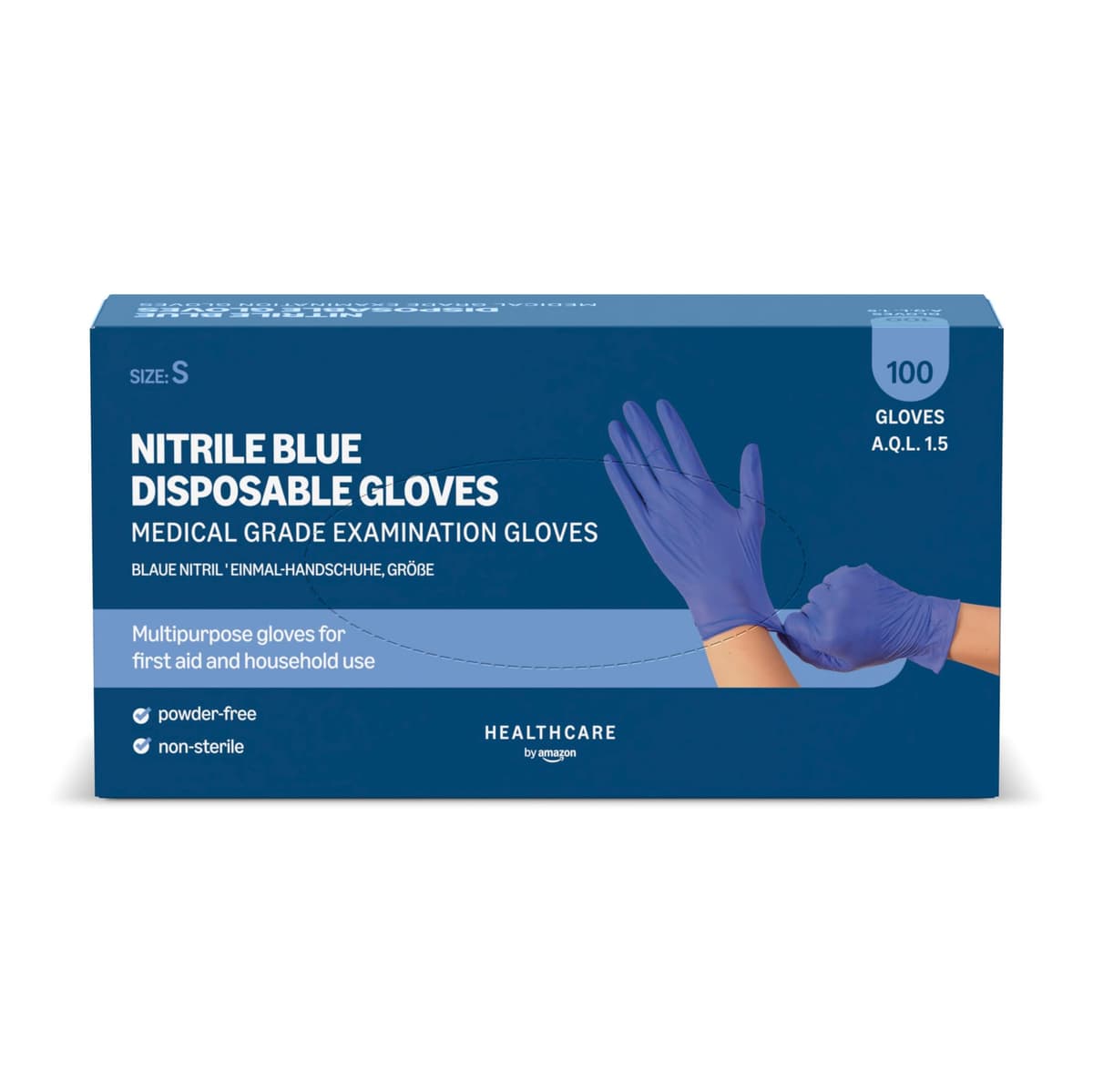 by Amazon Guantes Desechables de Nitrilo Azules, sin Polvo, Talla M, Paquete de 100 — view 7