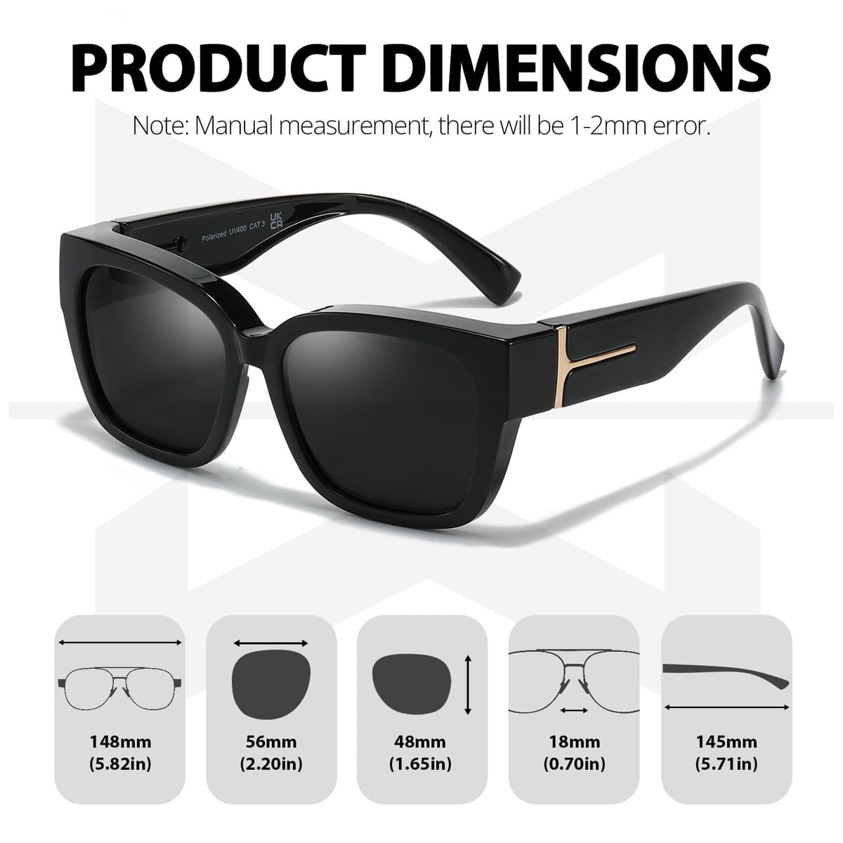 Myiaur 2 Pack Over Glasses Sunglasses for Women Polarised Oversized Frame Sun Glasses with UV400 Protection, Driving & Outdoor — view 7