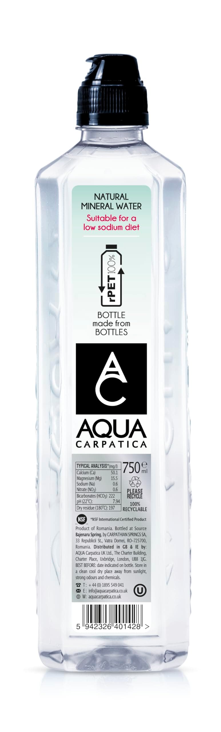 AQUA Carpatica Pure Natural Still Mineral Water, Virtually Nitrate Free, Low Sodium, Naturally Alkaline, Natural Electrolytes, Premium Multipack 100% Recyclable, 500 ml (Pack of 6) — view 19