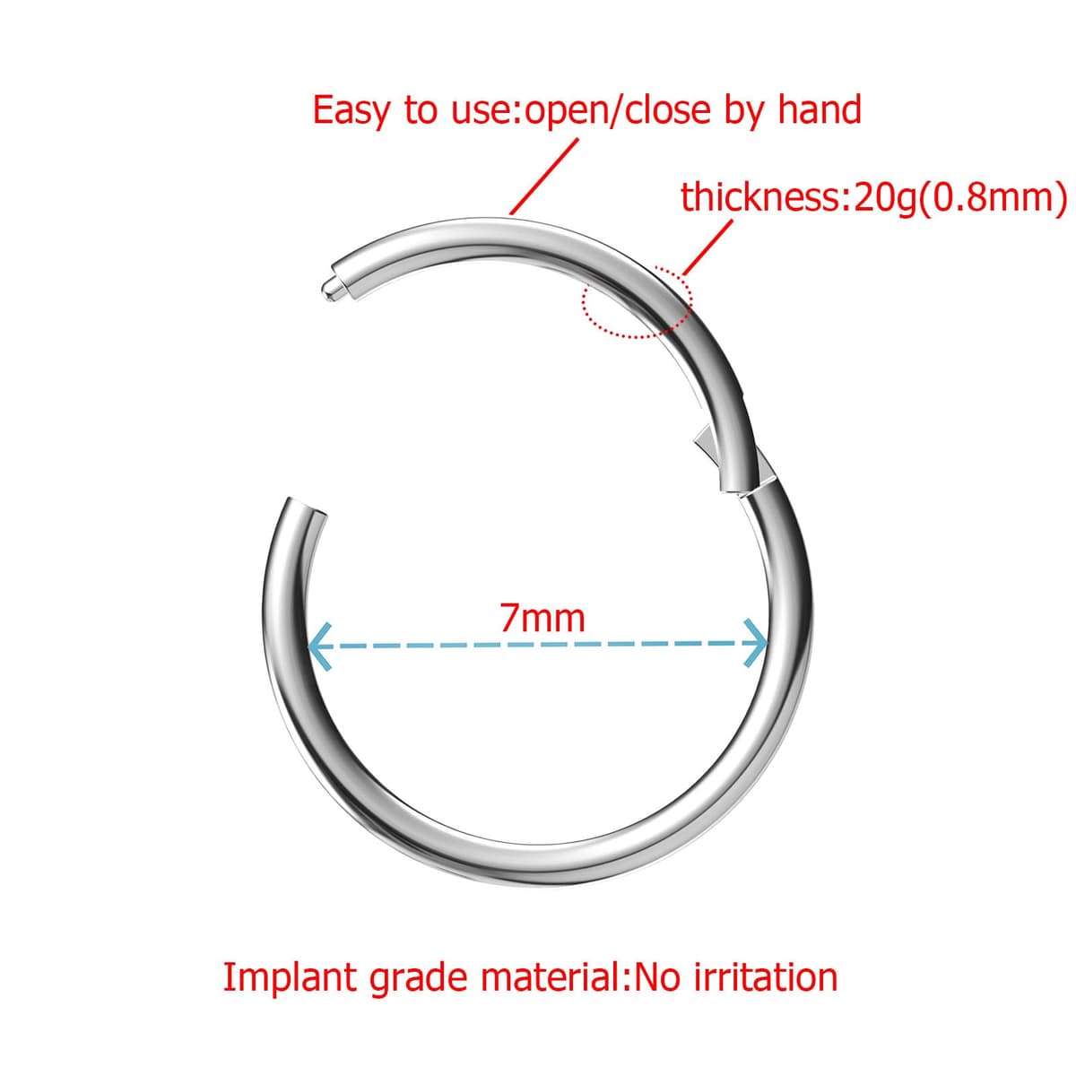 Titanium 22G/20G/18G/16G/14G Nose Ring Hoop, Gold Plated Titanium Clicker Sleeper Earring Piercing — view 3