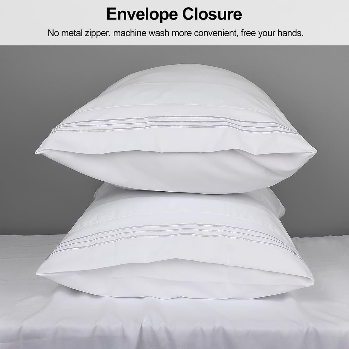 Lirex 2-Pack Fundas de Almohada 1800 hilos, Fundas de Almohada de Microfibra Suave Cepillada, Transpirables sin Arrugas y Lavables a Máquina (50x70 cm, Blanco) — view 4