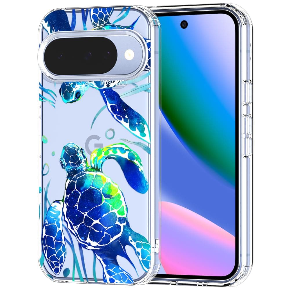 MOSNOVO Case for Google Pixel 9 & Pixel 9 Pro, [Buffertech 6.6ft Military-Grade Drop Protection] [Anti Peel Off Tech] Clear TPU Bumper Phone Case Cover Design - Eucalyptus — view 27