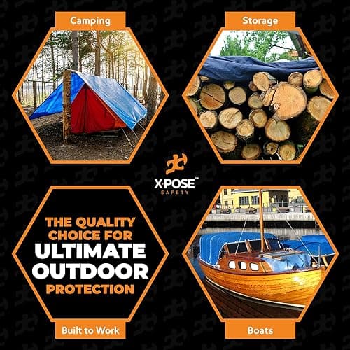 Better Blue Poly Tarp - 5' X 7' - Multipurpose Protective Cover, Leightweight, Durable, Waterproof, Weather Proof - 5 Mil Thick Polyethylene - by Xpose Safety