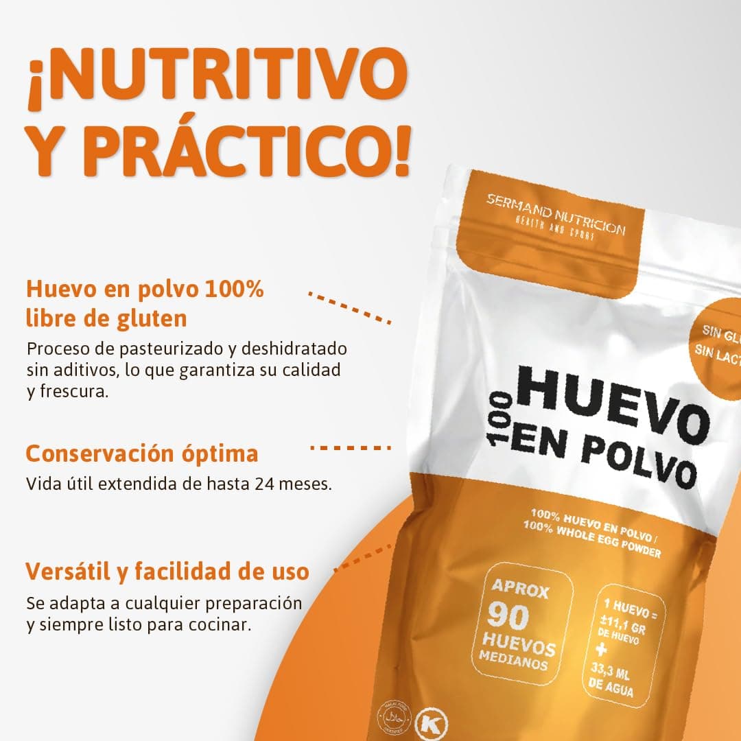 Huevo en polvo | Bolsa de vacío | Huevo en Polvo | Huevos Pasteurizados Sin Gluten | Huevo Deshidratado | Sin Aditivos | Productos Sin Lactosa | Presentación en Bolsas Zip (1 KG) — view 3
