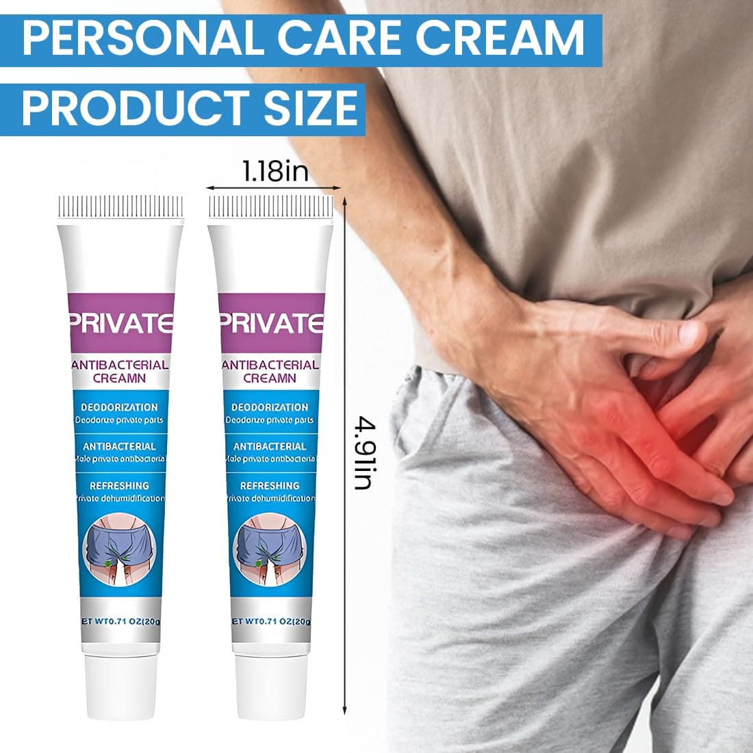 RGKY 2 Unidades Crema de Higiene Íntima para Hombres | Hidrata y Refresca la Zona Íntima | Fórmula Suave para el Cuidado Diario — view 2