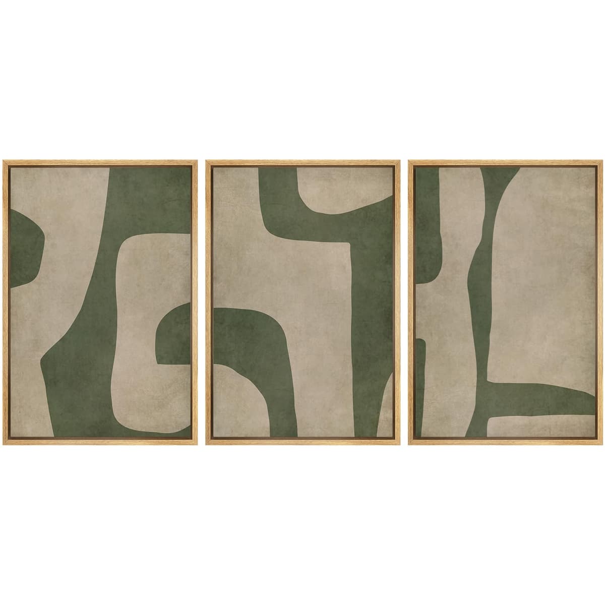SIGNWIN Framed Canvas Print Wall Art Set Blue White Grunge Geometric Pattern Abstract Shapes Cozy Neutral Decorative Contemporary Minimal for Living Room, Bedroom, Office - 24"x36"x3 Natural — view 26