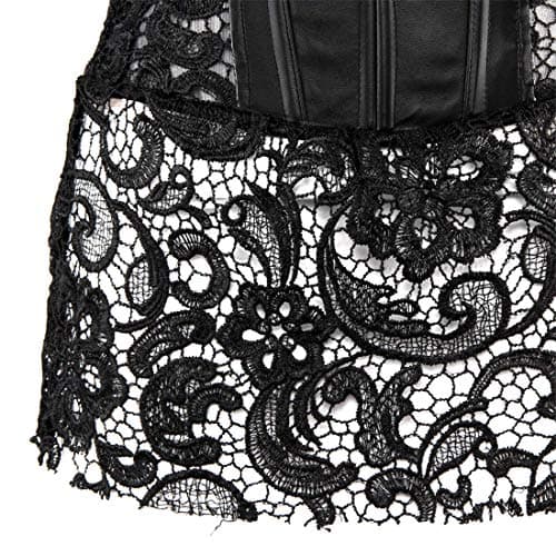 KSHUN Women's Vintage Leather Plus Size Shoulder Strap Bustier Corset Top Black, 2X-Large — view 3