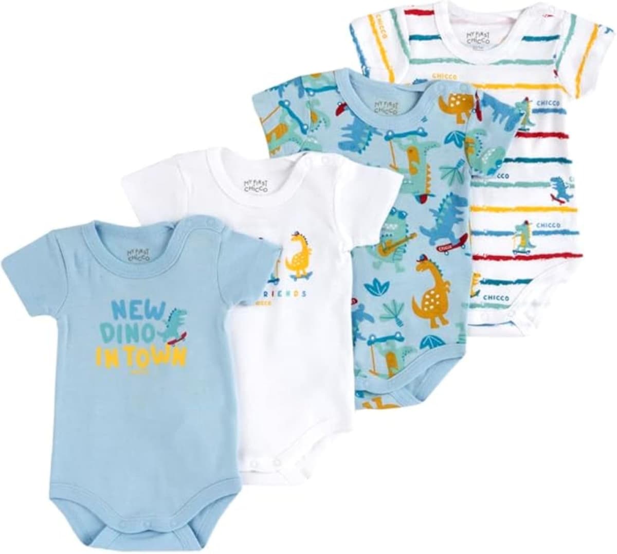 Chicco, Body Bebé Niño y Niña, Set de 4 Body con Mangas Cortas en 100% Algodón, Unisex Niño y Niña 0-24 Meses, Designed in Italy — view 7