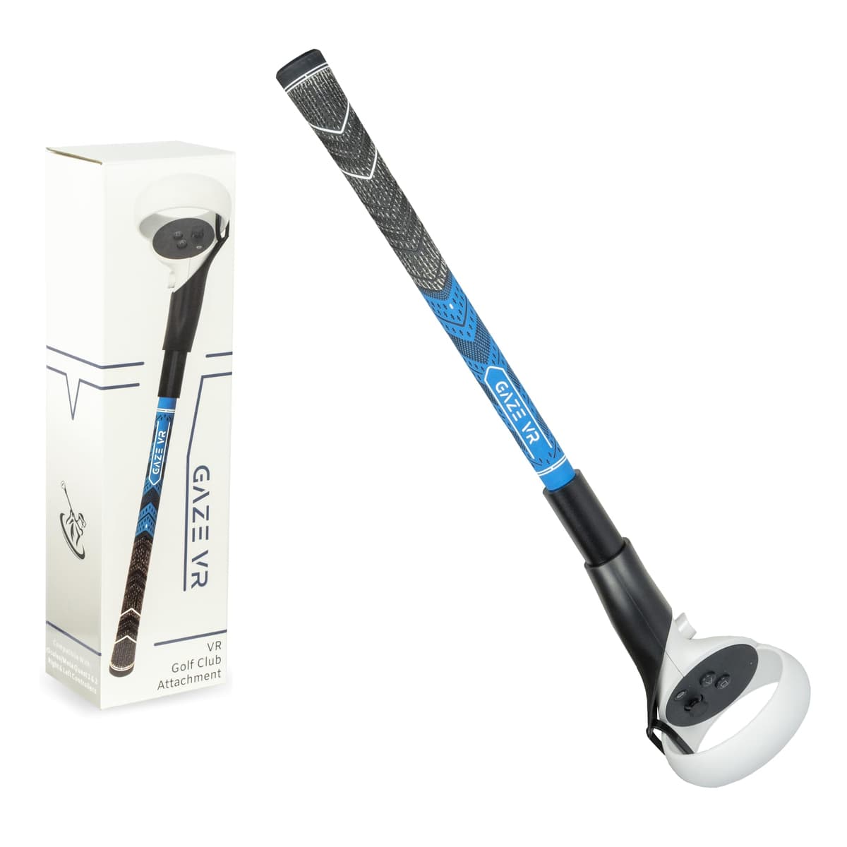 Gaze VR | VR Golf Club Attachments for Meta Quest 2 | Pro Grip | Right & Left Controllers | Blue