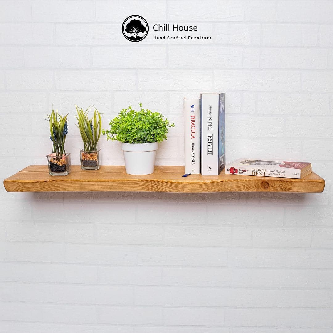 Chill House Waney/Live Edge Estantería Flotante rústica 22 cm x 4.4 cm, Roble Tudor, 160cm — view 4