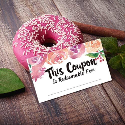 50 Coupon Cards, Floral Blank Gift Certificates Redeem Vouchers for Business, Coupons for Mom, Wife, Husband, Business - Vouchers, Business Services Coupon to Offer Customer Rewards and Incentives — view 2