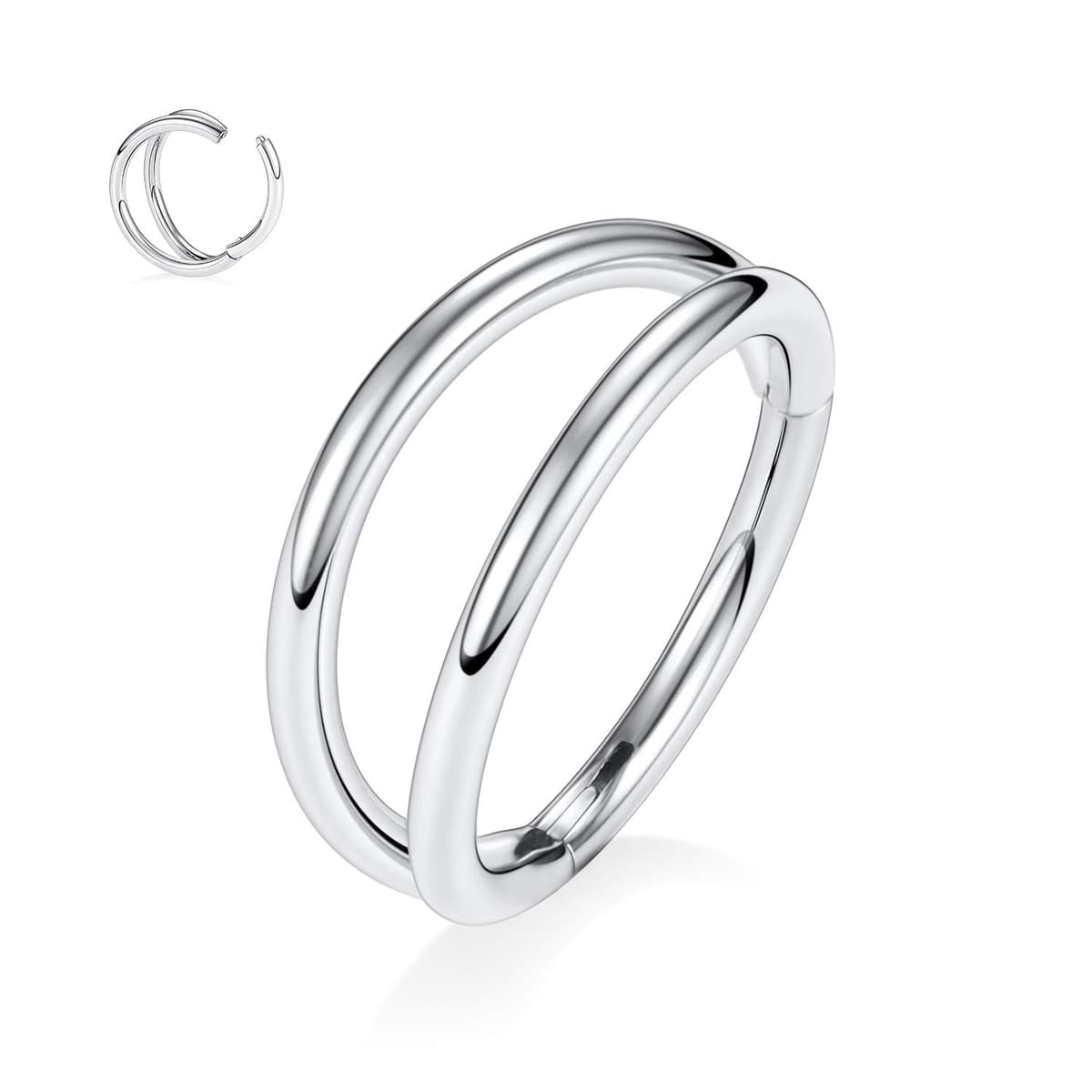 hengkaixuan Triple Double Nose Hoop Ring Sleeper Hoop Earring Helix Rook Conch Cartilage Daith Tragus Earrings Septum Ring Lobe Nose Piercing Jewellery for Women