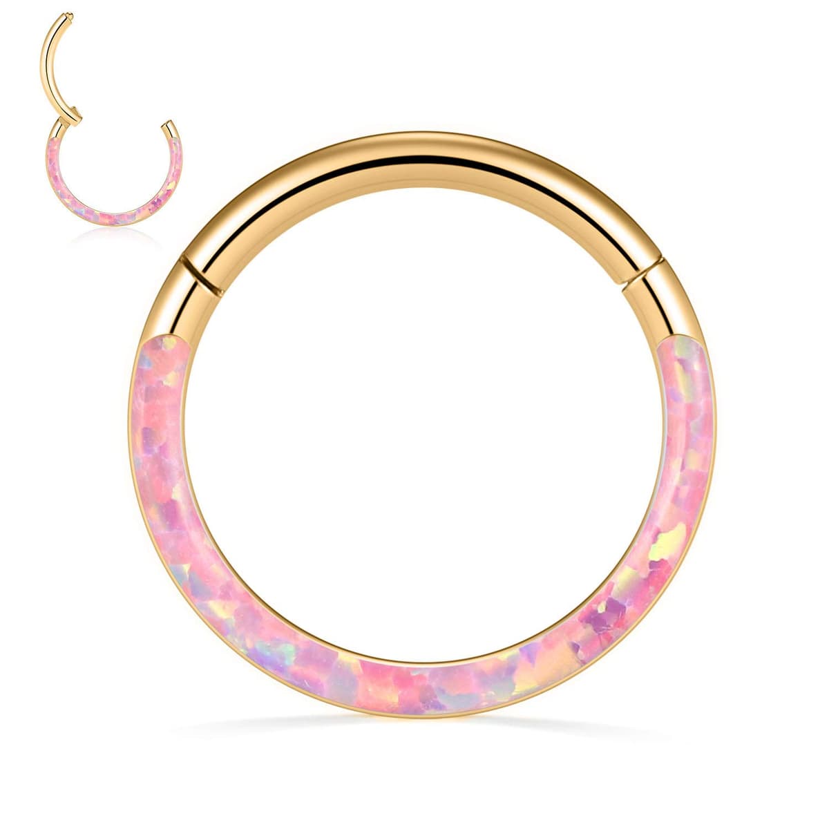 hengkaixuan CZ Opal Septum Jewellery Daith Ring Conch Hoop Seamless Clicker Ring Surgical Steel Rook Tragus Conch Piercing Jewellery Small Hoop Earring Nose Hoop Ring — view 15