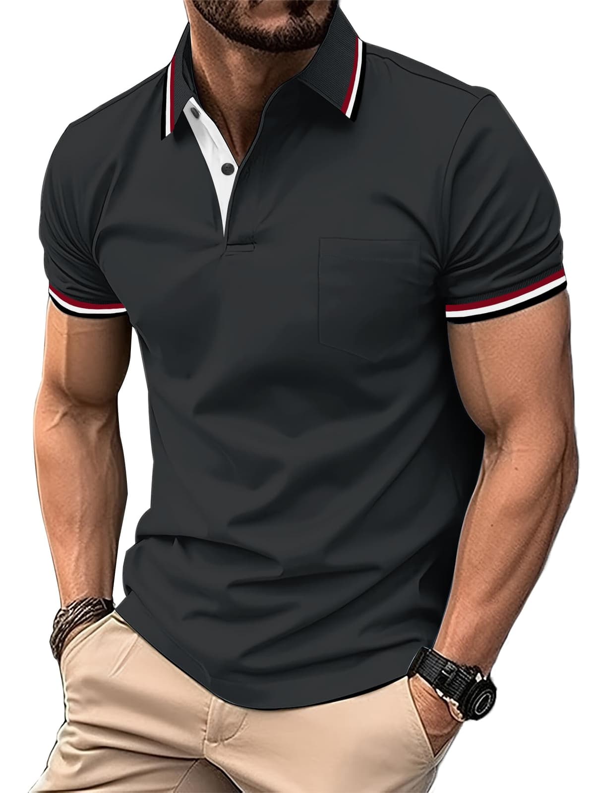 zitysport Polo Hombre Manga con Bolsillo en el Pecho Golf Polo Transpirable de Secado Rápido Poloshirt Deporte Hombre Slim Fit Tshirt Verano Camisa Hombre — view 16