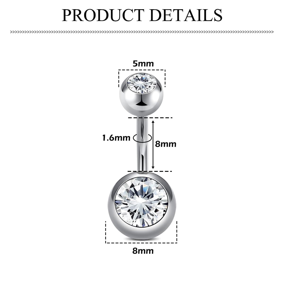 AceFun Piercing ombligo Titanio oro plata 6mm 8mm 10mm 12mm 14mm Piercings de banana acero quirurgico mujeres 1 pieza 14G Piercing ombligo G23 Barbell Bijoux Anillos — view 3
