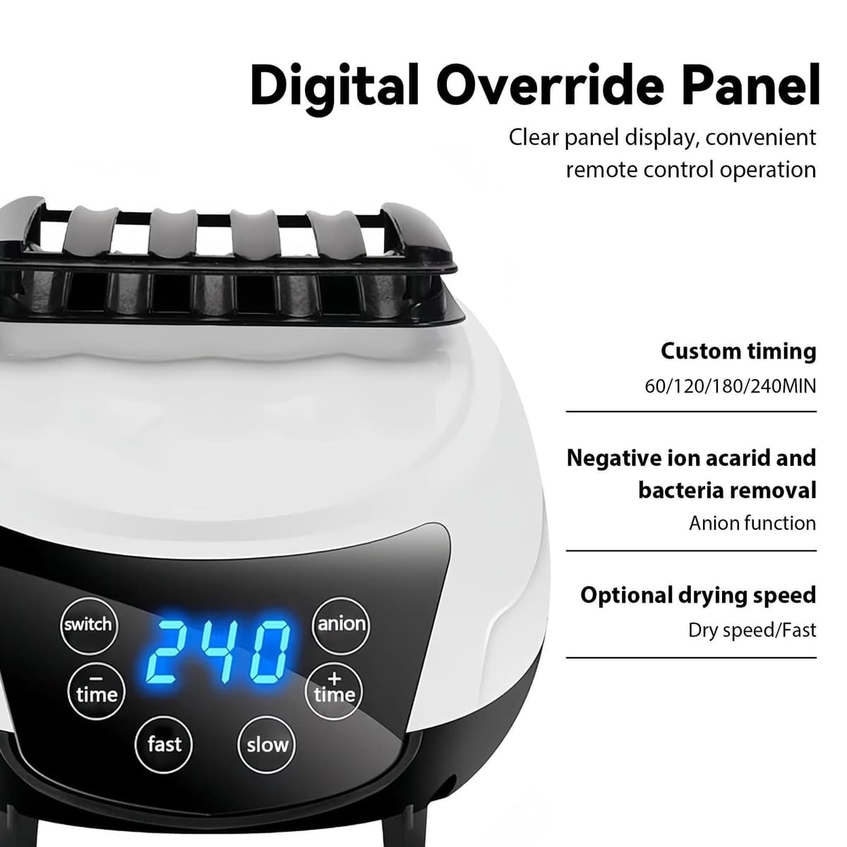 Portable Electric Clothes Dryer, Hot Air Dryer Indoor, Heated Tumble Dryer for Energy-Saving Tumble Dryer in Apartments, Automatic Digital Timer, Negative Ion Purification (White) — view 3