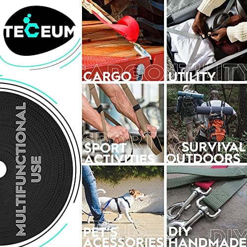 TECEUM 1 Inch Webbing – Black – 50 Yards – 1” Webbing for Climbing Outdoors Indoors Crafting DIY nw — view 3